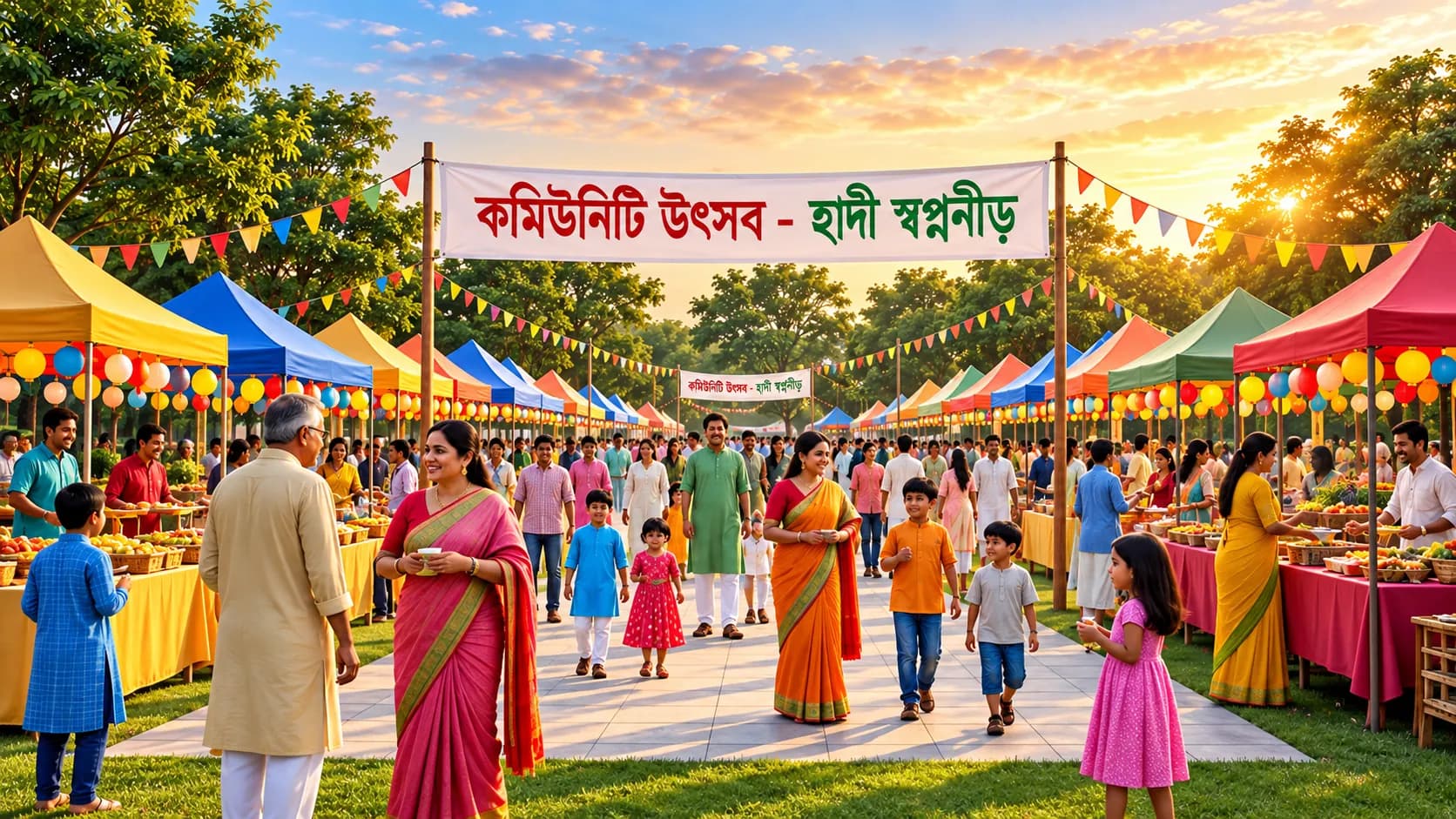 গোধূলিতে কমিউনিটি উৎসবের মেলা (ভাবনাচিত্র)